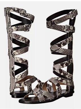 Michael Kors Knee-High Gladiator Sandals in Snake Print